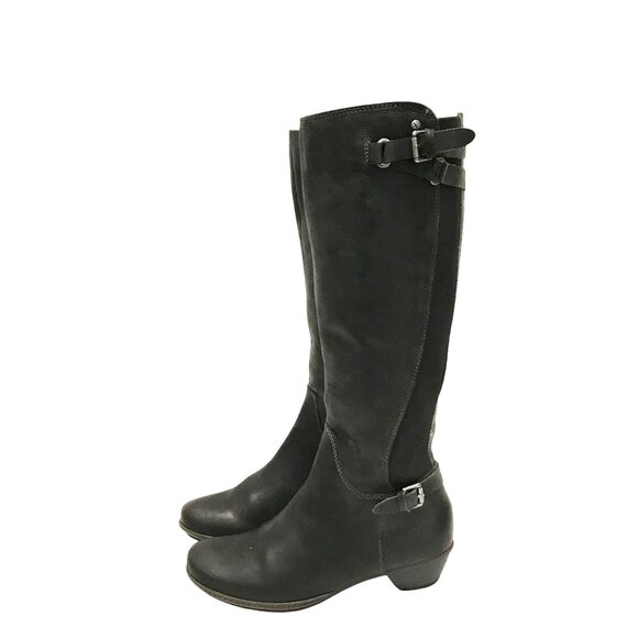 PIKOLINOS Womens Knee High Black Leather & Stretch Boots Size 5.5-6/36 Zip - Picture 3 of 16